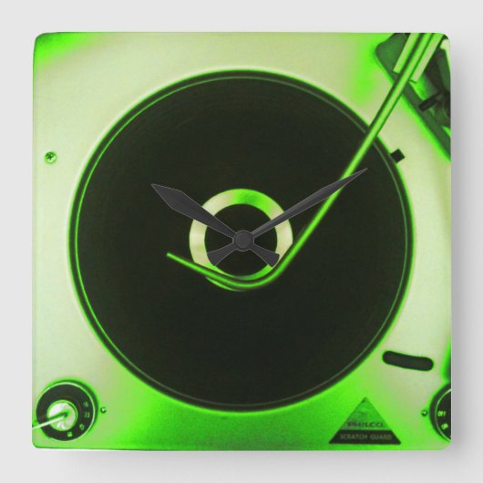 Horloge Carrée Vintage Retro Vinyl Record (Recto)
