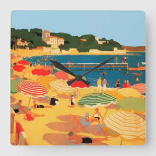 Horloge Carrée Vintage Riviera Beach Carré Wallclock