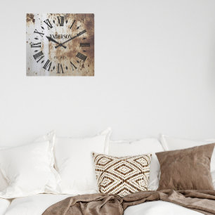 Horloge Carrée Vintage Rustic Shabby