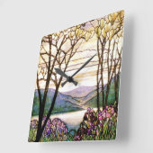 Horloge Carrée Vintage Stained Glass Clock (Angle)