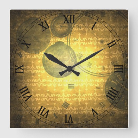 Horloge Carrée Vintage SteamPunk Roaman (Recto)