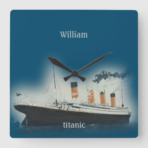 Horloge Carrée Vintage Titanic Ocean Liner Boy Nom de la mer Navi