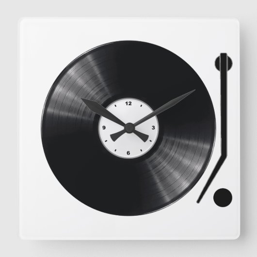 Horloge Carrée Vinyl Record Wall Clock (Recto)