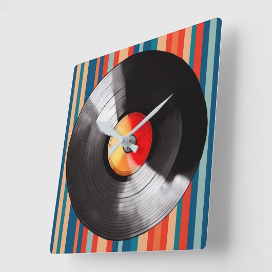 Horloge Carrée Vinyl Record Wall Clock (Angle)