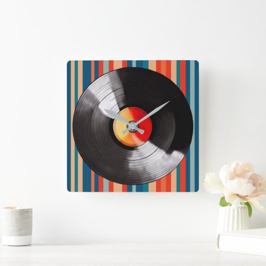 Horloge Carrée Vinyl Record Wall Clock (Maison)