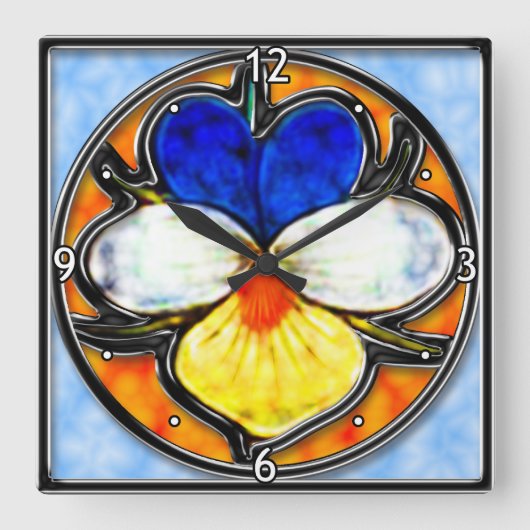 Horloge Carrée Viola en verre (Recto)