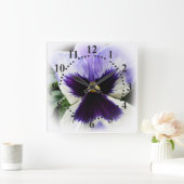 Horloge Carrée violet profond sur blanc (Maison)