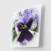 Horloge Carrée violet profond sur blanc (Angle)