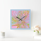 Horloge Carrée Violet rose papillon Abstrait or (Maison)