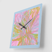 Horloge Carrée Violet rose papillon Abstrait or (Angle)