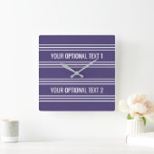 Horloge Carrée Violet Stripes custom wall clock (Maison)