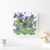 Horloge Carrée Violets (Maison)