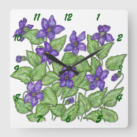 Horloge Carrée Violets (Recto)