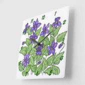 Horloge Carrée Violets (Angle)