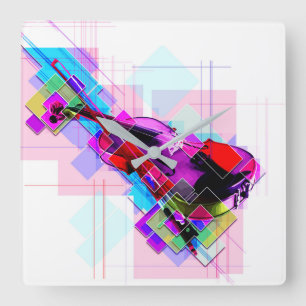 Horloge Carrée Violon coloré