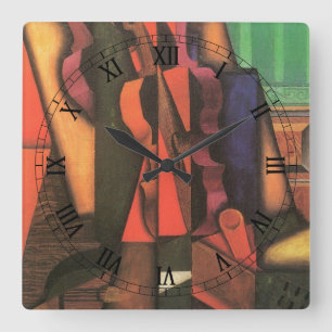 Horloge Carrée Violon et Guitare de Juan Gris, Art Cubiste Vintag