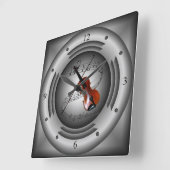 Horloge Carrée Violon ~ Scroll musical ~ Haut-parleur argent ~ Un (Angle)