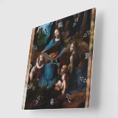 Horloge Carrée Virgin Of The Rocks by Léonard de Vinci (Angle)