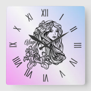 Horloge Carrée Virgo La Vierge Zodiac Purple