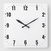Horloge Carrée Visage blanc avec chiffres - sans cadre (Recto)
