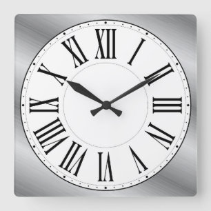 Horloge Carrée Visage blanc / Numéros romains Arrière - plans m