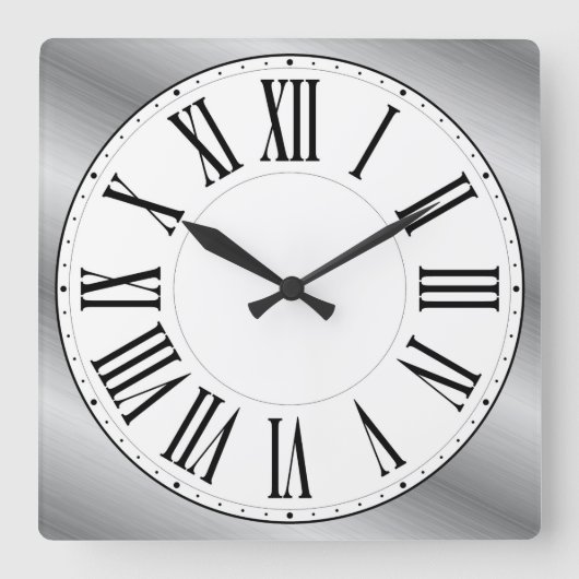 Horloge Carrée Visage blanc / Numéros romains Arrière - plans mét (Recto)