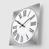 Horloge Carrée Visage blanc / Numéros romains Arrière - plans mét (Angle)
