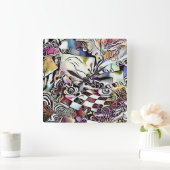 Horloge Carrée Visage dans un ornement abstrait (Maison)