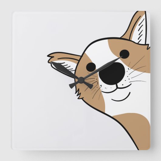 Horloge Carrée Visage de corgi (Recto)