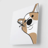 Horloge Carrée Visage de corgi (Angle)