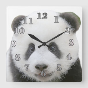 Horloge Carrée Visage de panda