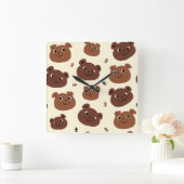 Horloge Carrée Visage drôle d'ours (Maison)