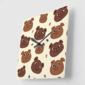 Horloge Carrée Visage drôle d'ours (Angle)