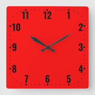 Horloge Carrée Visage Rouge Lumineux Avec Nombres - Sans Cadre