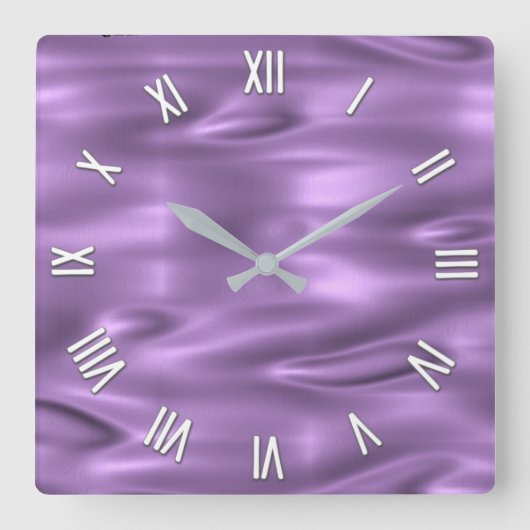 Horloge Carrée Visage violet avec chiffres blancs (Recto)