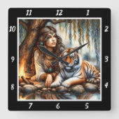 Horloge Carrée Visions autochtones : Le Whisper de la rivière Aur (Recto)