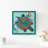 Horloge Carrée Visitors Native Folk Art (Maison)