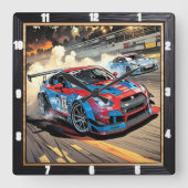 Horloge Carrée Vitesse dynamique des voitures de course (Recto)