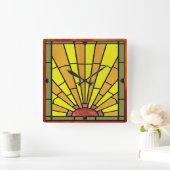 Horloge Carrée Vitrail Art Déco 3 (Maison)