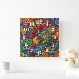 Horloge Carrée Viva La Vida Par Squid Fear City