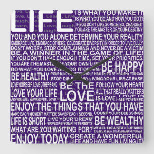 Horloge Carrée Vivent entièrement, le rire vivant d'amour