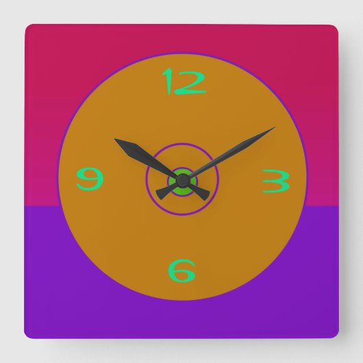 Horloge Carrée Vivid Pink Purple Gold Lime Wall Clock (Recto)