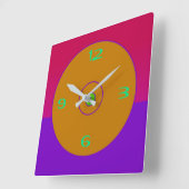 Horloge Carrée Vivid Pink Purple Gold Lime Wall Clock (Angle)