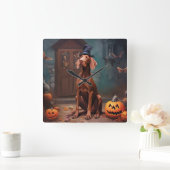 Horloge Carrée Vizsla Potirons Halloween Effrayant (Maison)