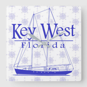 Horloge Carrée Voile à Key West Floride