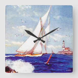 Horloge Carrée Voile Par Le Phare par Albert B. Marks