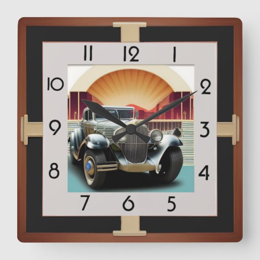 Horloge Carrée Voiture Art déco (Recto)