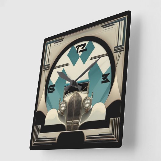 Horloge Carrée Voiture Art déco (Angle)