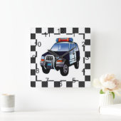 Horloge Carrée Voiture de police (Maison)