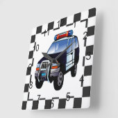 Horloge Carrée Voiture de police (Angle)